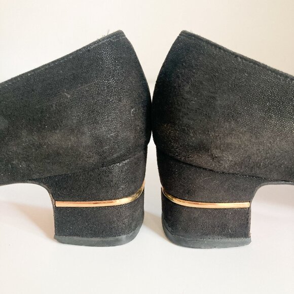 Ferragamo Black Suede 'Cinzia' Block Heel Shoes, Women S 7 - Picture 5 of 10
